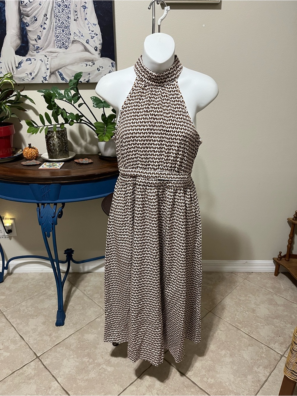 Halter Neck Midi Dress - S